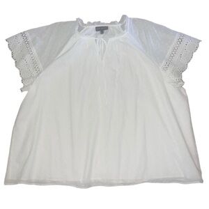 {EUC Lane Bryant White Eyelet Short Sleeve Embroidered Casual Summer Top Size 28